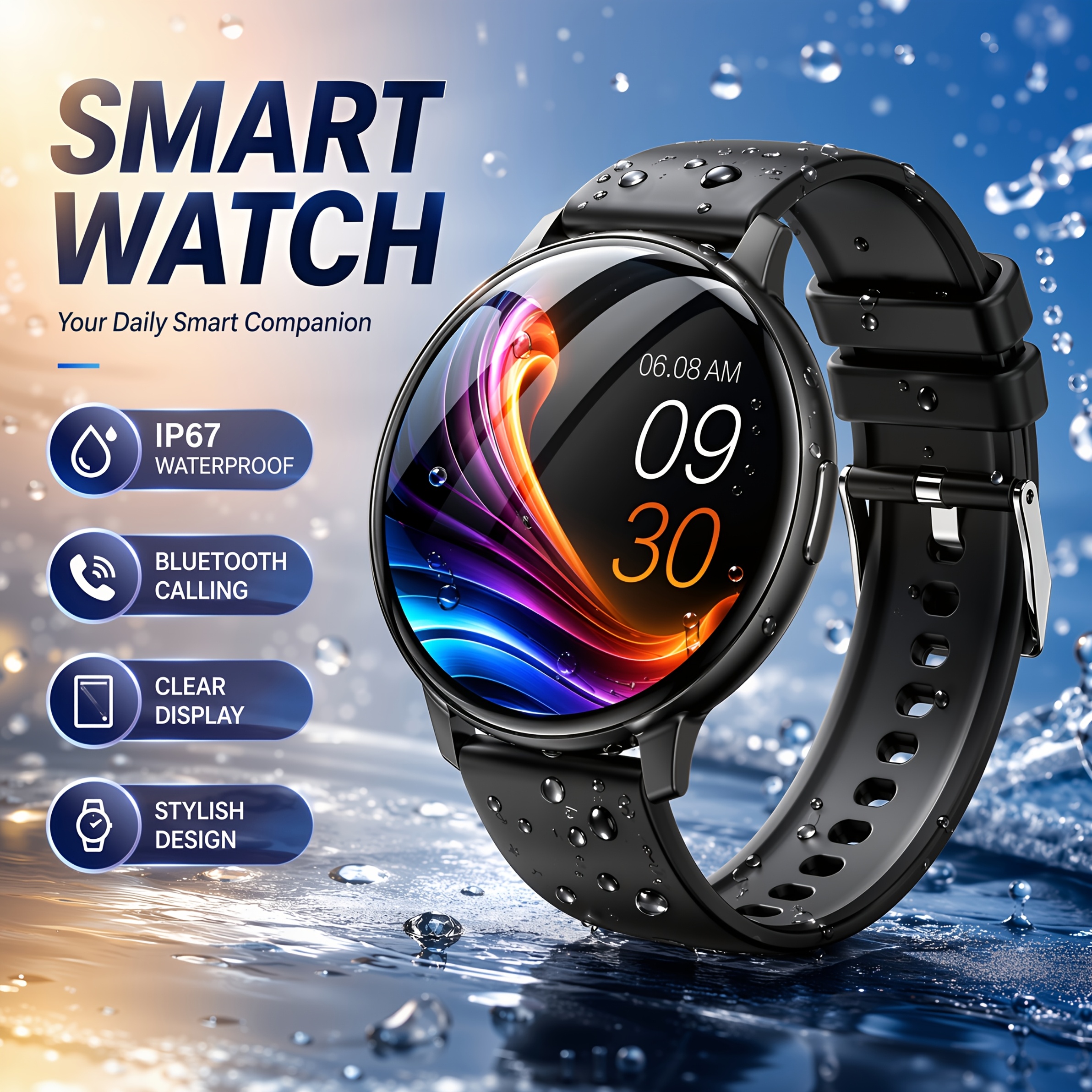 Image of New Waterproof Smart Watch, Ip67 | Unisex | Valentine's Day Gift - Wireless Call/text/multi-sport /remote Camera Control/fitness , Compatible With Iphone And , Usb Charging, Silicone Strap, Smart