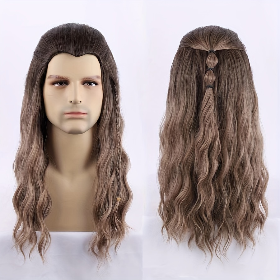 TEMU Long Brown Wig Thor Endgame Wig Men Halloween Cosplay Hair Costume Wigs