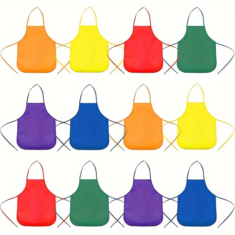 

6/12 Pieces Kids Artist Aprons - Non Woven Fabric, Suitable For Kitchen, Classroom, Community Events, Parties, Crafts & Art Painting Activities