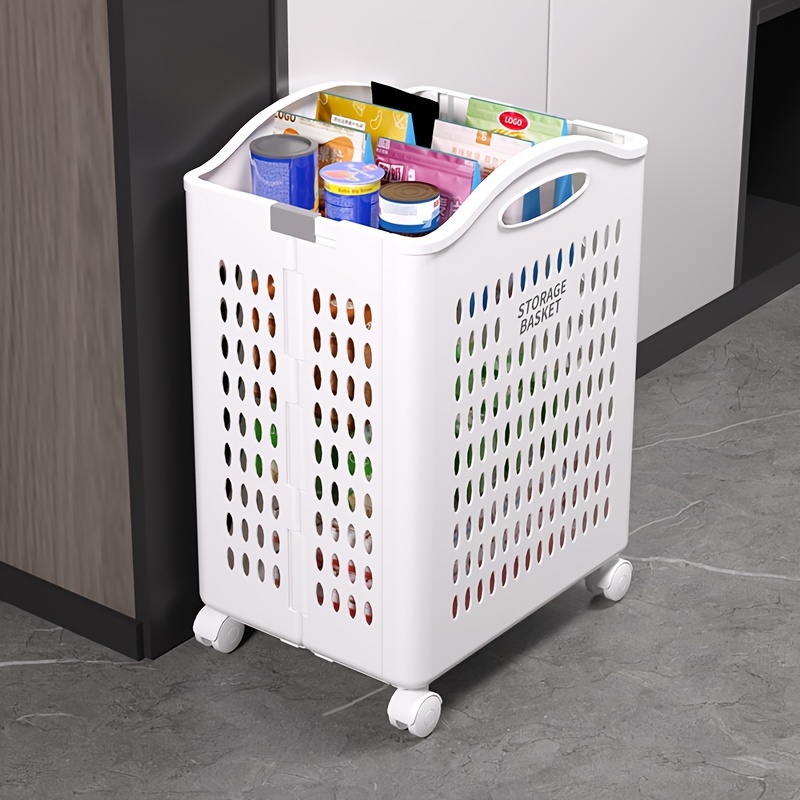 large collapsible wheeled laundry basket portable plastic utility storage for dorms and bathrooms 1pc dirty clothes laundry baskets details 4