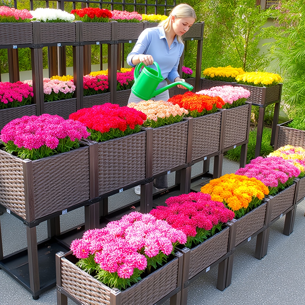 Raised Garden Planter with Legs, Traditional Black Woven Plastic Container, Perfect for Outdoor Gardening - Great for Growing Flowers, Vegetables, And Herbs | Sturdy And Lightweight Elevated Garden Planter with a Versatile Design 17 Raised Garden Planter with Legs, Traditional Black Woven Plastic Container, Perfect for Outdoor Gardening - Great for Growing Flowers, Vegetables, And Herbs | Sturdy And Lightweight Elevated Garden Planter with a Versatile Design