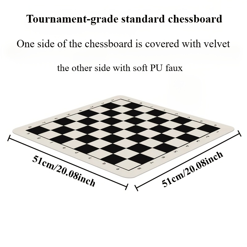 TEMU Large-sized Chessboard - 51×51cm / 20.1 Inches, Foldable & Rollable Checkered Board For Chess/checkers, Portable And Durable