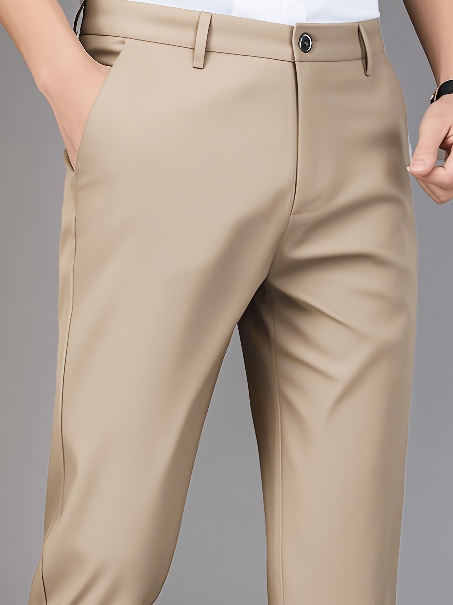 mens professional business trousers stretch wrinkle resistant and iron free formal casual loose straight leg suit pants versatile for office workers ideal gift for work wear Product details 12