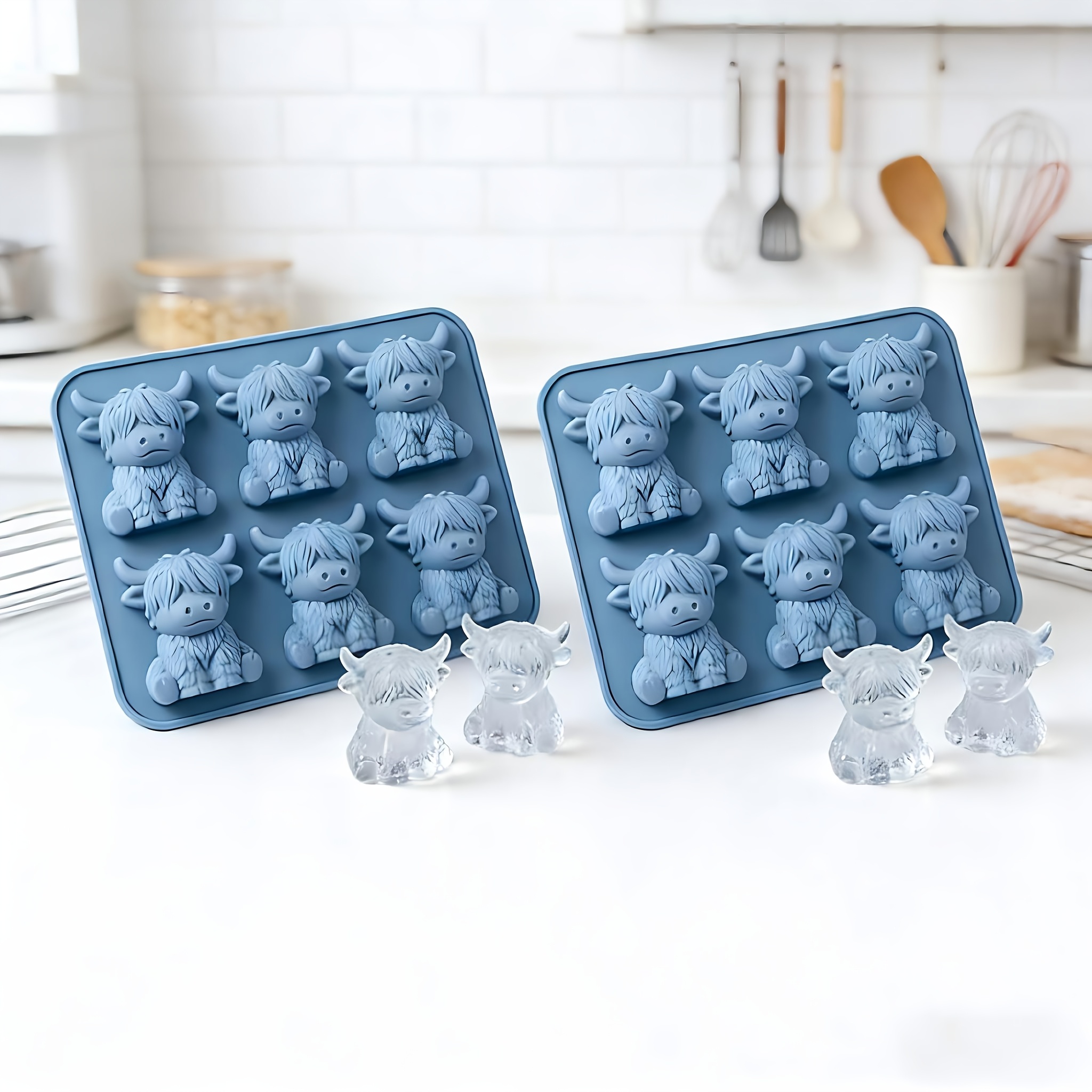 1 2pcs highland cow silicone mold cute 3d highland cow   mold suitable for beverages parties and gifts   birthday or holiday gifts for  
