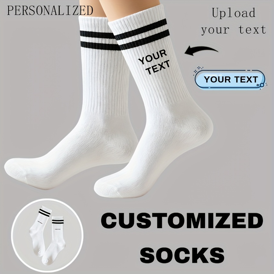 TEMU 1 Pair Of Customized Couple Socks - Personalized Sports Socks With Text Designs; Suitable For Sports And Casual Wear; Perfect Gift For