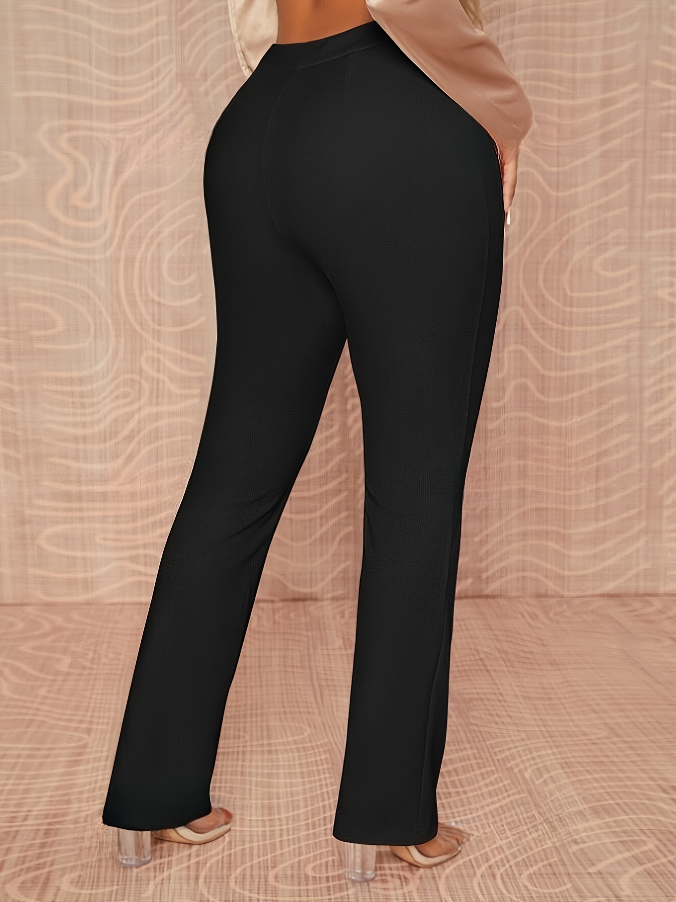 Women'S High-Waist Solid Color Maroon Pants - Slim Fit, Straight Leg, Polyester Blend, Machine Washable, All-Season Comfort, Versatile for Casual & Formal Outfits, Formal Attire, Sleek Appearance, Smooth Texture