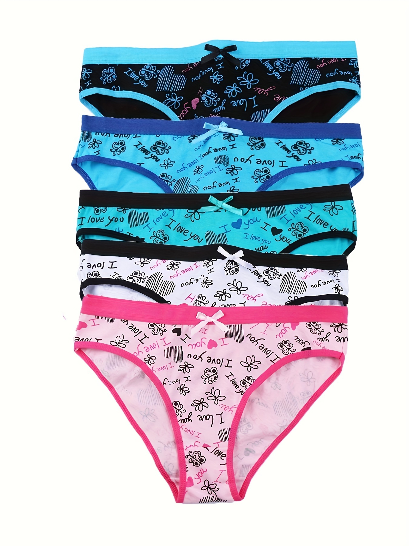 5pcs Butterfly & Geometric Print Period Panties, Comfy & Breathable  Stretchy Intimates Panties, Women's Lingerie & Underwear