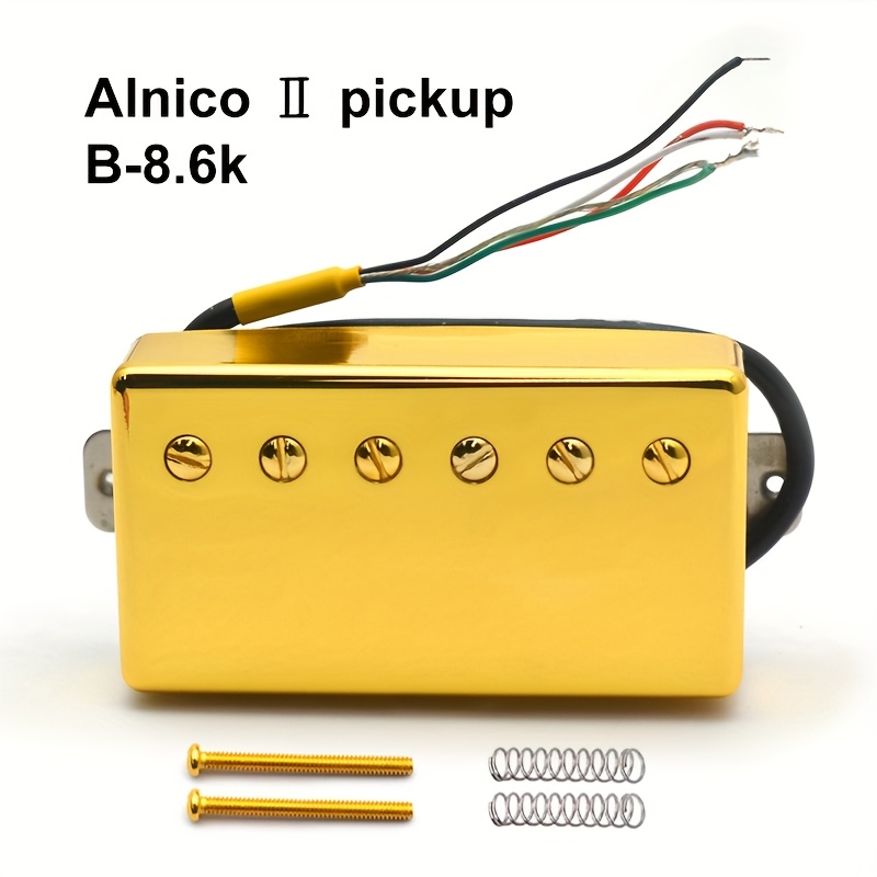 Alnico 2 Double Coil Guitar Pickups with 4 Wire Coils, Featuring 7. 5K/8. 6K/15K Coil Splits with Copper Sleeves, Alnico 2 Pickups (Suitable for LP Guitars) with Golden Plating., Studio Guitar Equipment, Live Performance Pickups, Vintage Humbucker