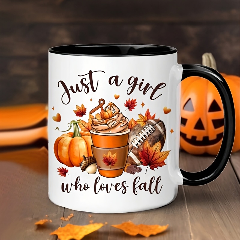 TEMU 1pc 11oz Fall Coffee Mug Ceramics,thanksgiving Pumpkin Mug Who Fall,fall Decor,pumpkin Spice,insulated,reusable,holiday Gifts,marry Christmas