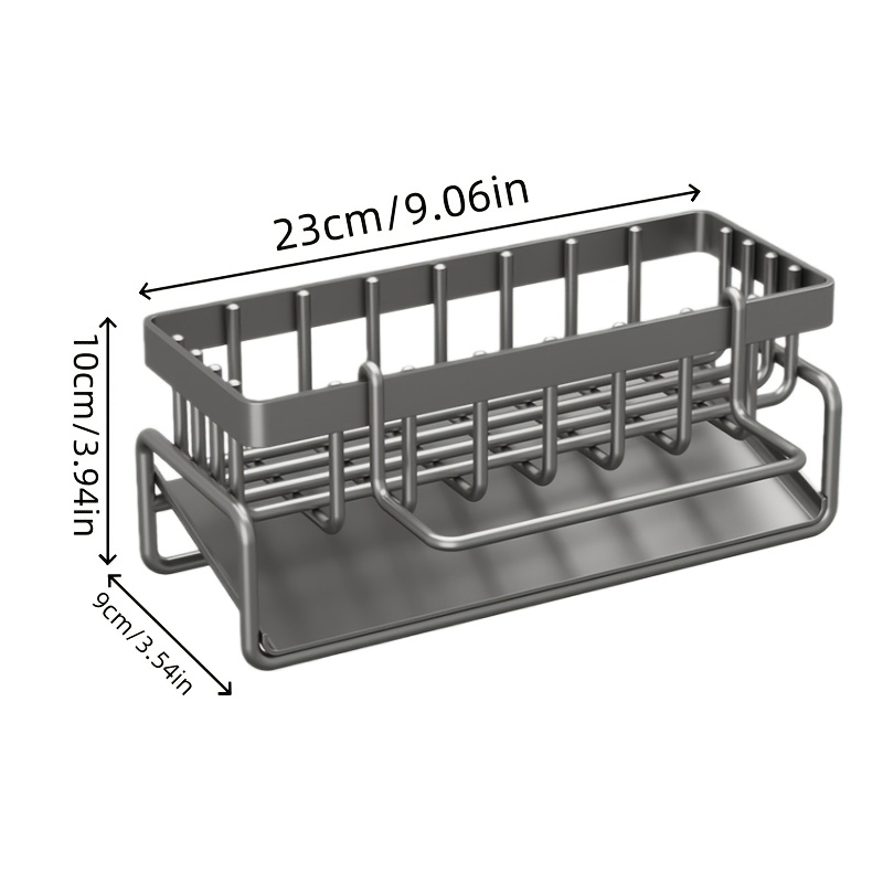 TEMU 1 support de rangement en plastique pour évier à monter sur robinet, organisateur multifonctionnel encombrant pour éponges, brosses et torchons,