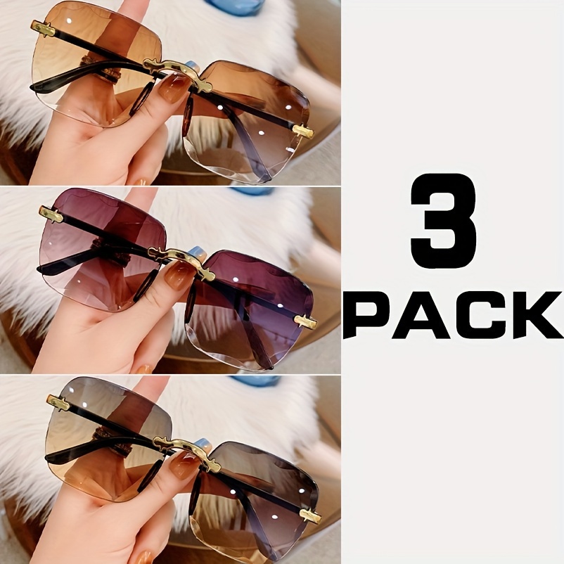 

3 Pairs Of Frameless Trendy Glasses For Women, A Must-have For Shopping And Photography