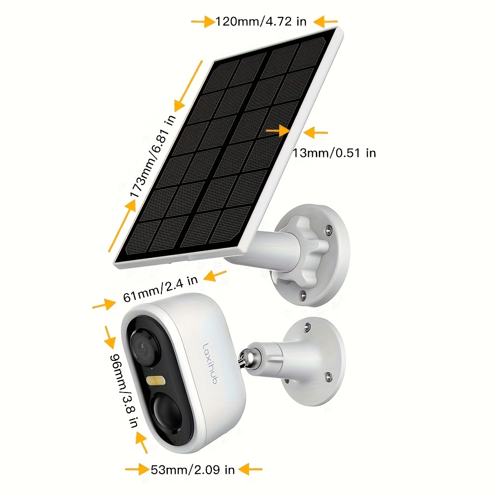 TEMU Laxihub Solar Powered Outdoor Wireless Security Camera 1296p Fhd, 3mp Fhd Video Resolution Battery Powered Cctv Camera 2.4ghz Wif For Home