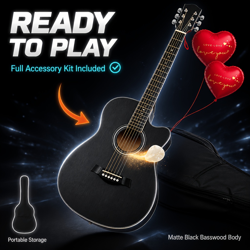 38 Inch Cutaway Acoustic Guitar, Easy Fret Press for Beginners,... product image 12