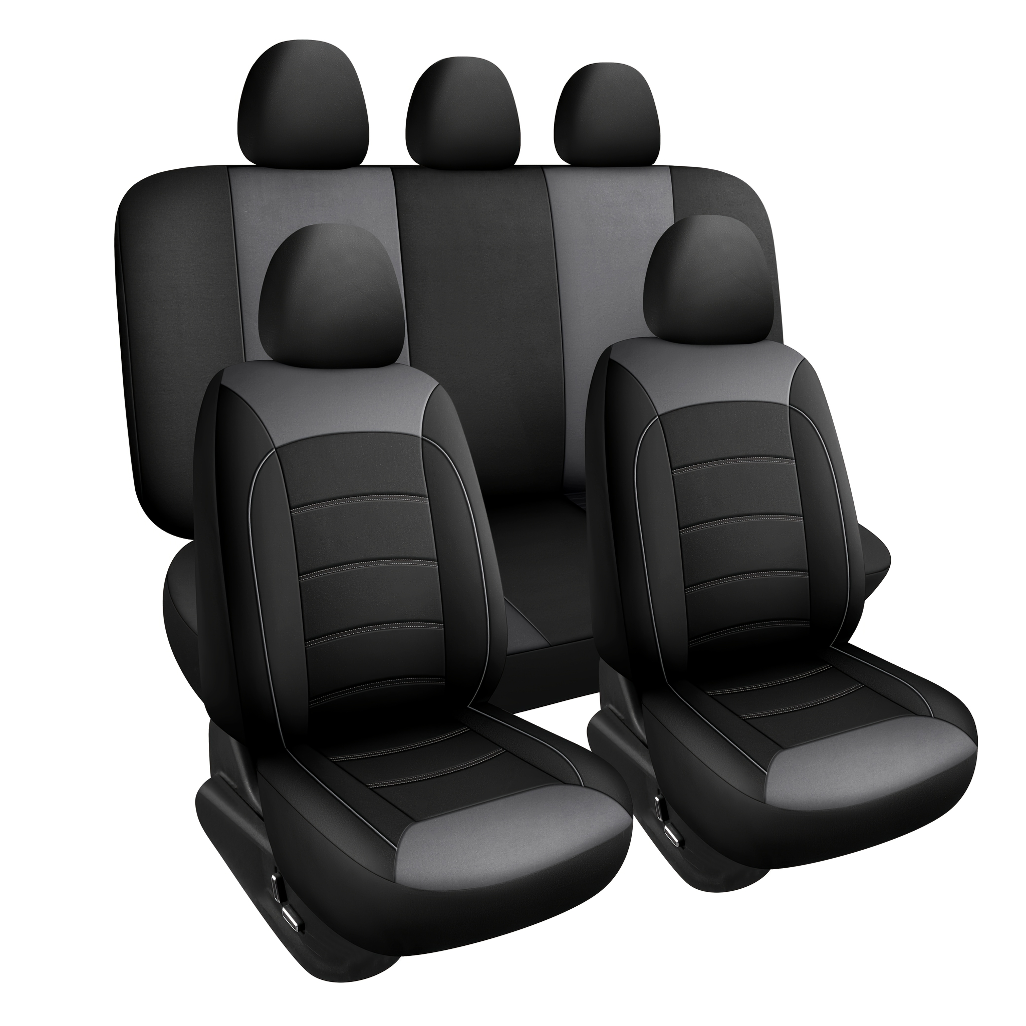 TEMU Fabric For Autumn & Winter Quilted Detailing 5-seater Car Seat Covers - Universal Fit, Wear-resistant, Seat Protection 5-seater Car Seat Covers