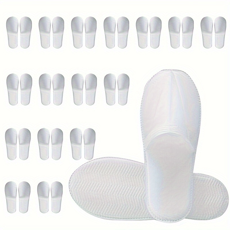 

20 Pairs Disposable Slippers, Non-slip Sole, Non-woven Fabric, Unisex Spa Guest Slippers For Home Hotel Use, Solid White Tools & Accessories