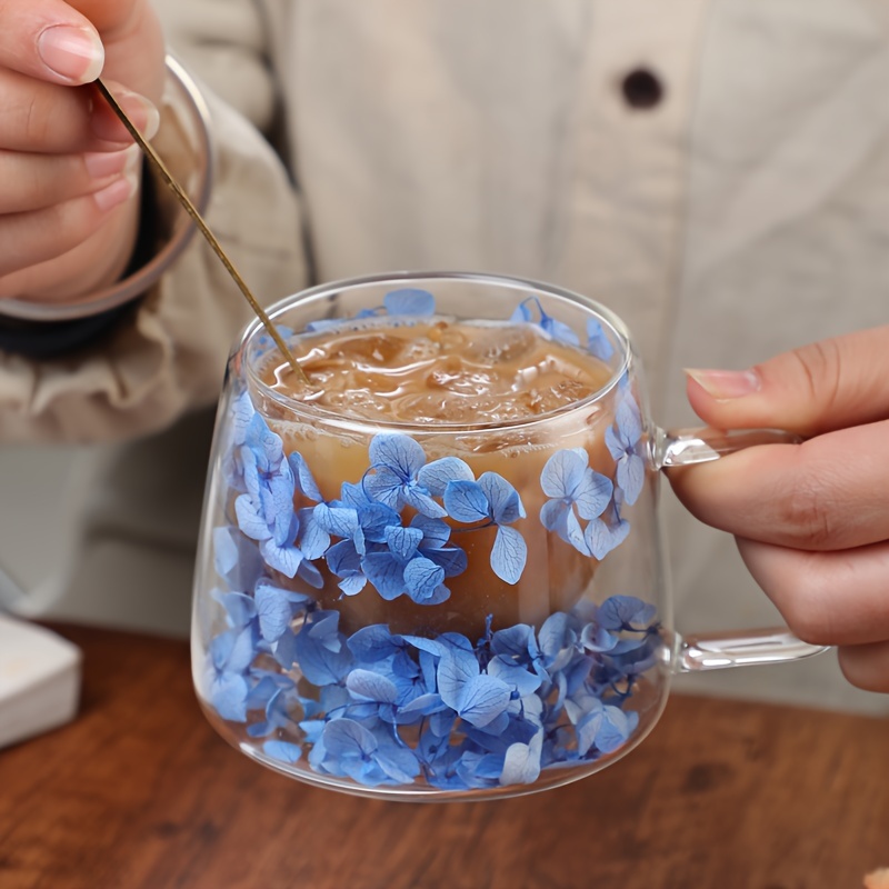 

1pc, Flowers Inside Glass Coffee Mug, 8.5oz Double-walled Espresso Coffee Cups, Heat Insulated Water Cups, Summer Winter Drinkware, Birthday Gifts