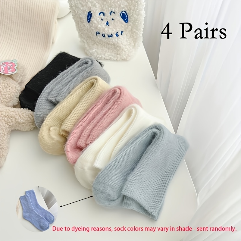 TEMU 4 Pairs Of Australian And Warm Cashmere Socks With Random Colors, Women's Medium Tube Cashmere Stockings Are Suitable For , Socks, Women's Socks