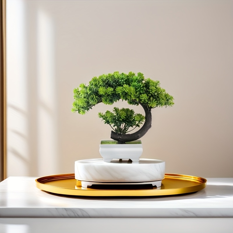 1pc Artificial Green for Lotus Bonsai Tree Plant, Faux Simulation Greenery, Suitable for Indoor/Outdoor Decoration: Cabinets, Corridors, Hotels, Gardens, Courtyards, Gifts, Living Rooms, Offices, Bedrooms, Display Cabinets, Bookshelves, Bathroom
