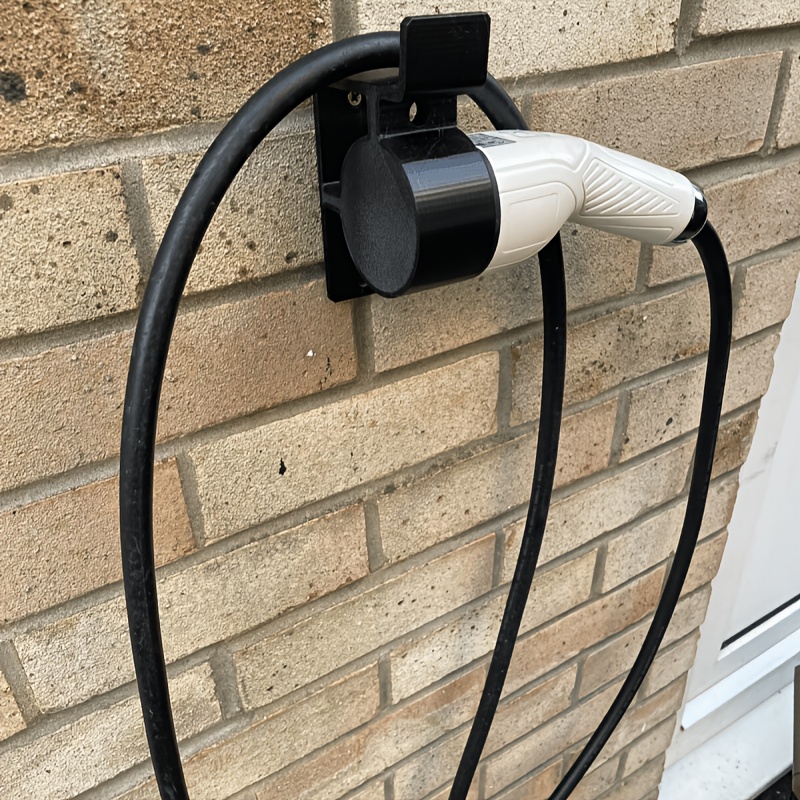 1pc type 2 ev charger plug wall mount bracket 90 low profile   plastic material sturdy and durable charging cable holster for home garage   without battery