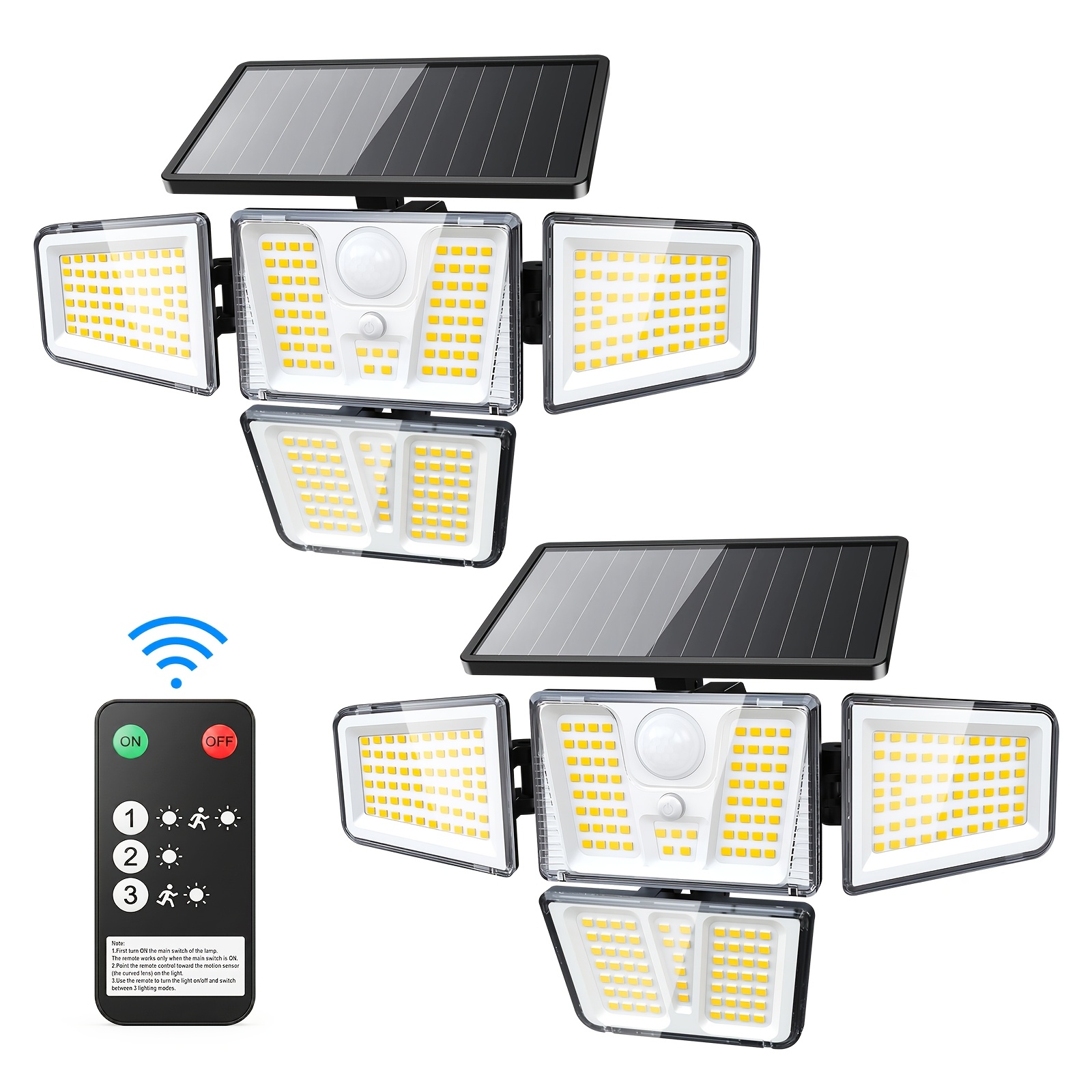 1/2 Pack 257 & 210 Leds Motion Sensor Outdoor Lights, Solar Motion Lights Outdoor, 300° Wide Angle Outdoor Security Lights For Yard Patio Garage