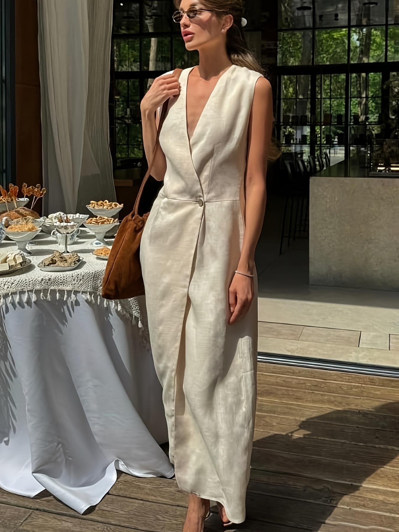 ladies new elegant v neck cardigan dress daily - Temu Oman