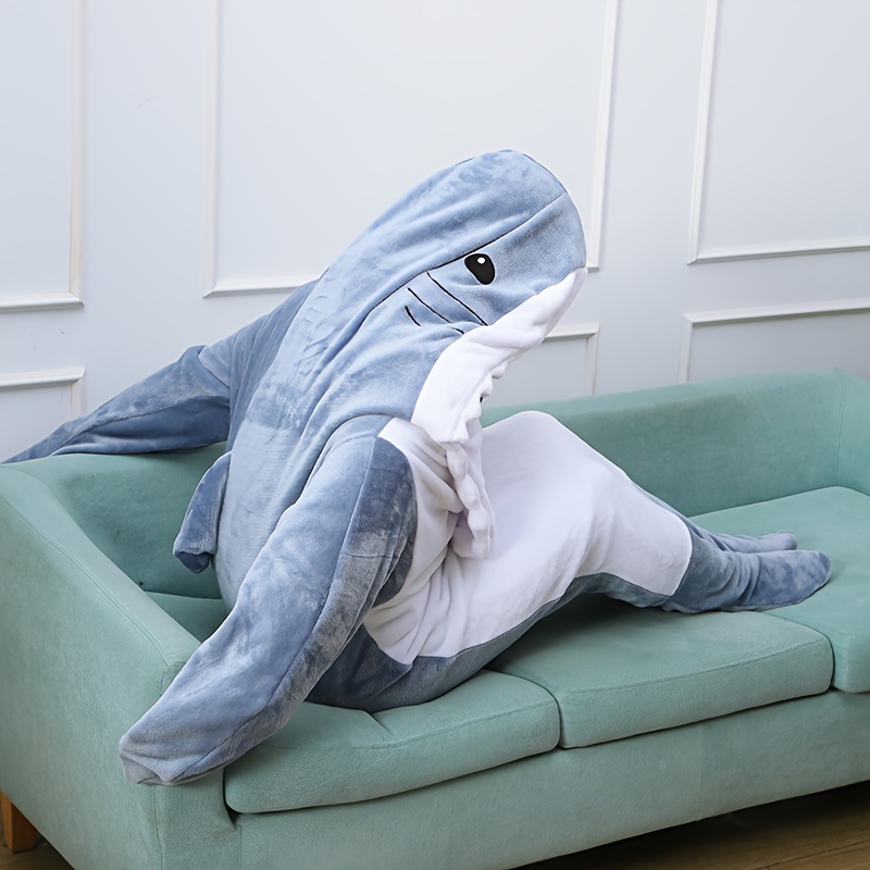 Shark Tail Hoodie Blanket Cozy Flannel Wearable Sleeping Bag with  Animal Theme, Hand Wash Only, Shark Fish, Sleeping Bag
