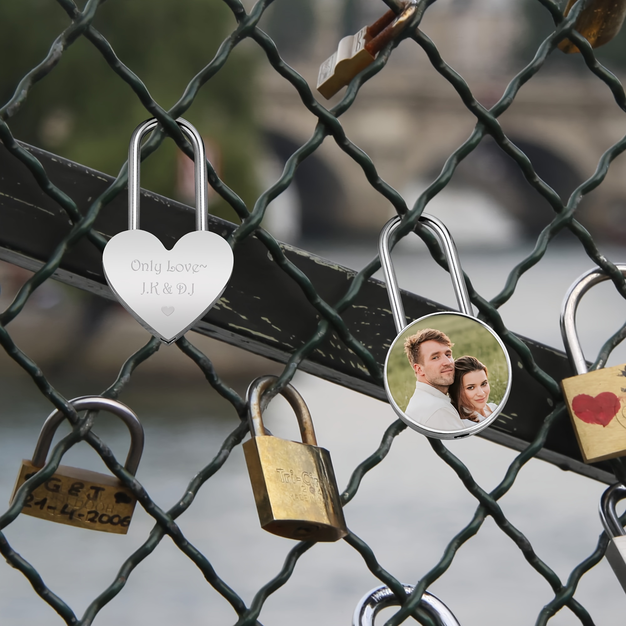 Personalized Love Lock with Photo, Custom Heart Lock