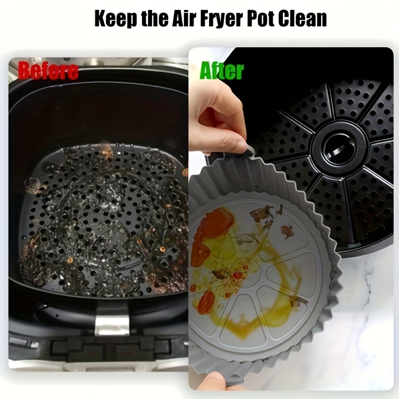 2pcs reusable silicone air fryer liner non stick round baking mat for healthy cooking   holidays like   christmas new year multifunctional kitchen accessories details 2