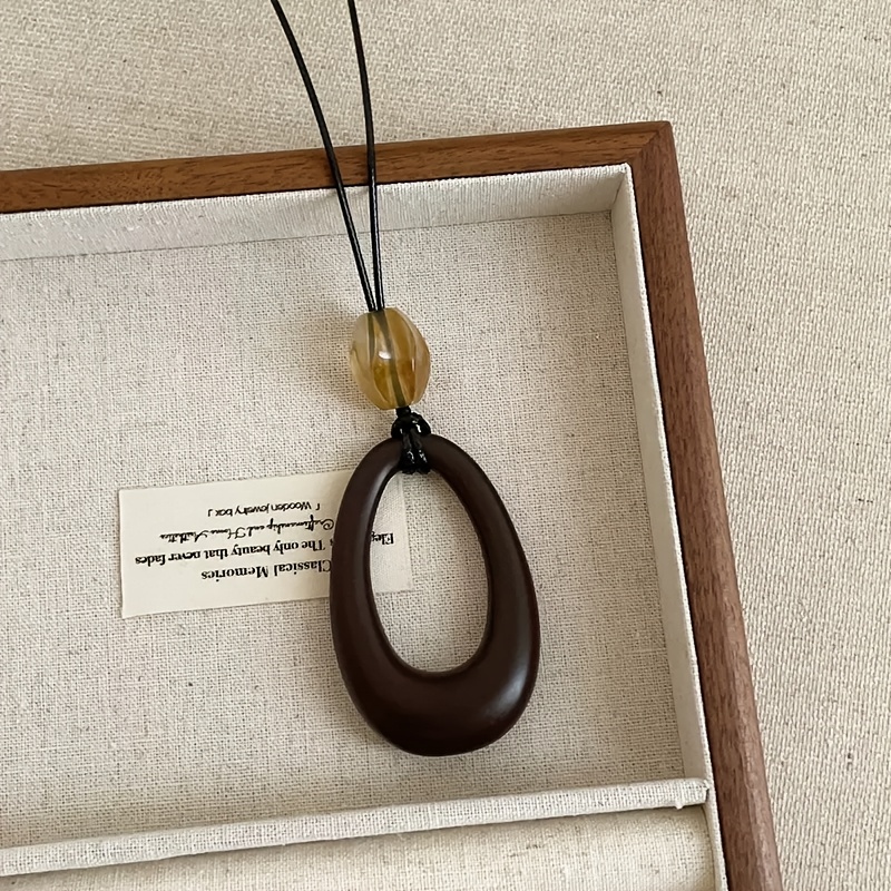3pcs Bohemian Adjustable Wooden Hoop Pendant Necklace Set