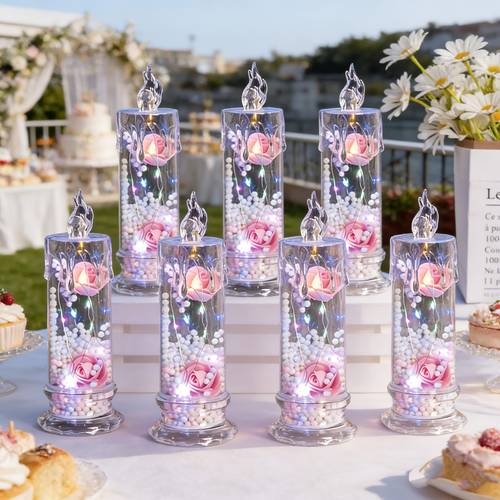 4 pack simulated acrylic led candle lights twinkling fairy lights romantic atmosphere decorations for weddings and parties suitable for birthdays weddings proposals celebrations mothers day parties candlelight dinners bedrooms