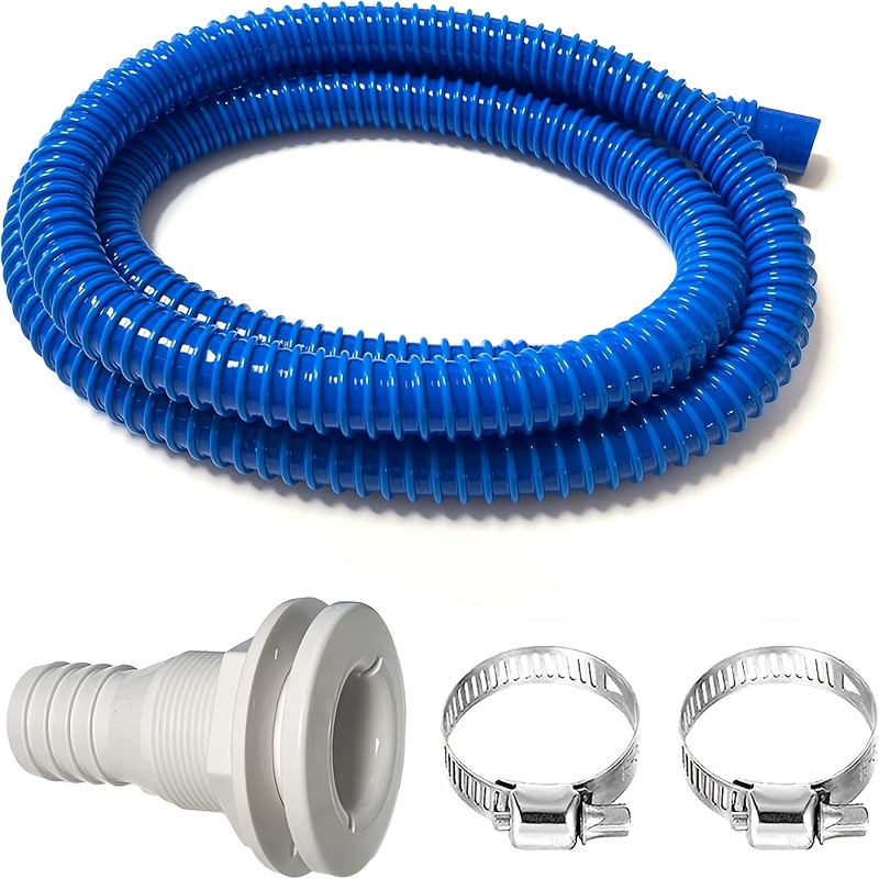 TEMU 1set Bilge Pump Hose 1-1/4 Inch Diameter Bilge Pump Installation Kit, 59 Inch Premium Anti-kink Flexible Pvc Hose, Includes 2 Stainless Steel