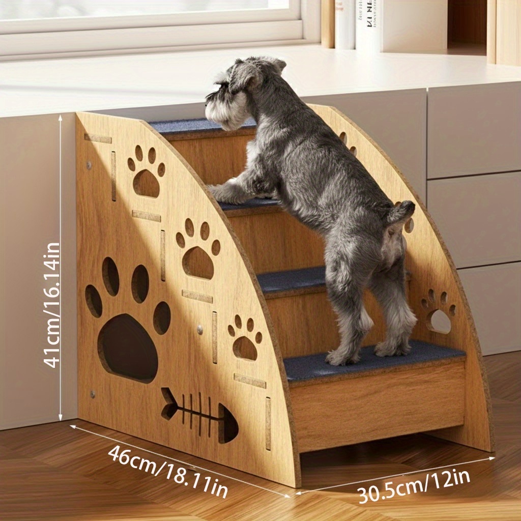 Temu – TEMU Pet Stairs For Sofo Beds- Non-slip Dog Stairs With Safety Rails- 3 To 4 Step Pet Ramp For Small Medium Dogs& Senior Cats- 15 Inch Height