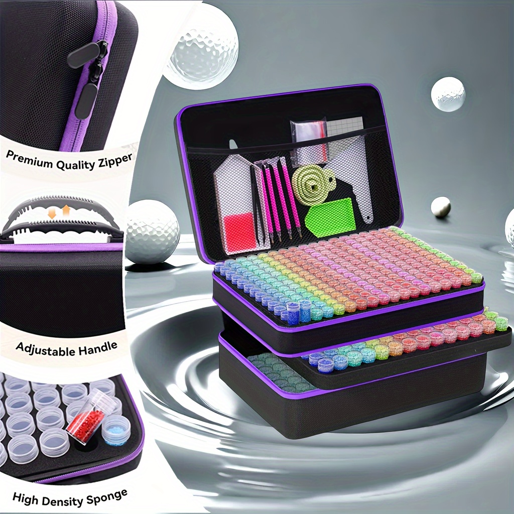 

Extra-large 510-slot Diamond Painting Storage Case - Portable, Shockproof Organizer For Beads & Rhinestones, Black Plastic