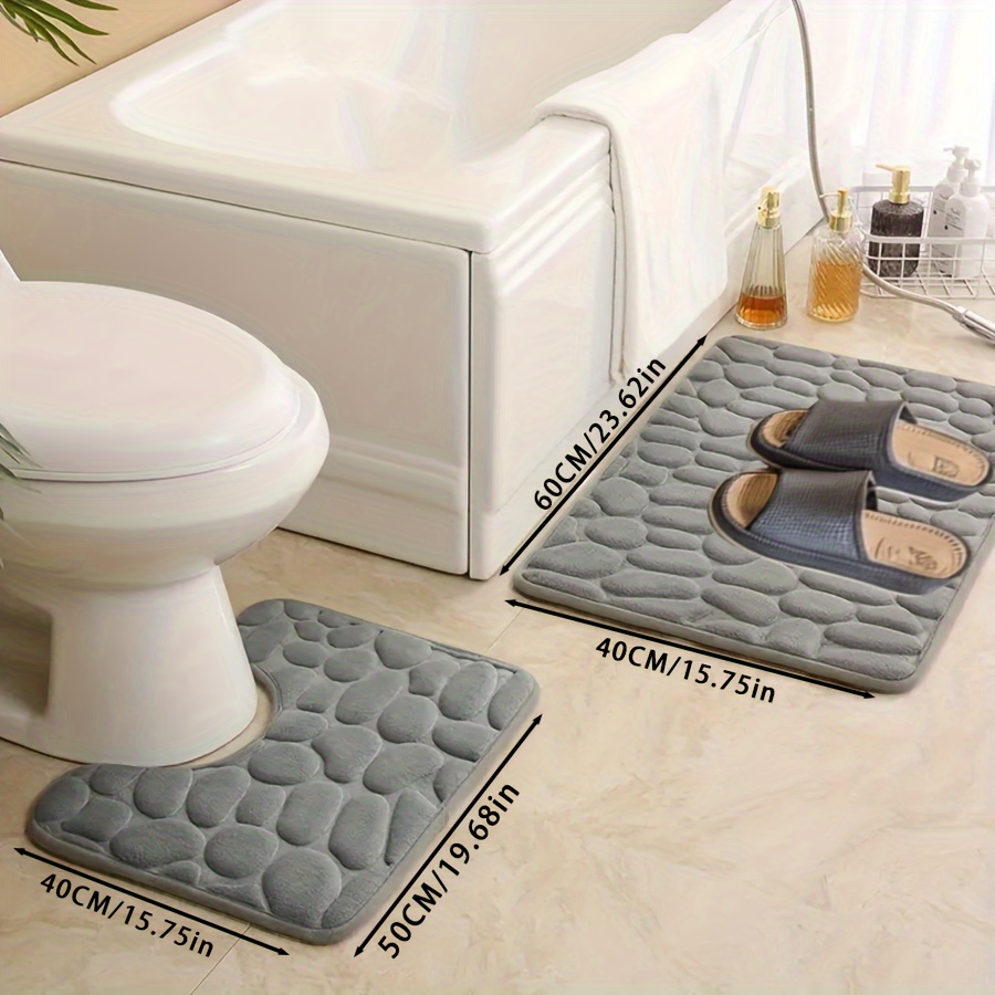 

2 Pieces Bath Mat, Embossed Mat, Luxurious And Comfortable -end Bathtub Rug, Bathroom Accessories, Bathroom Decoration