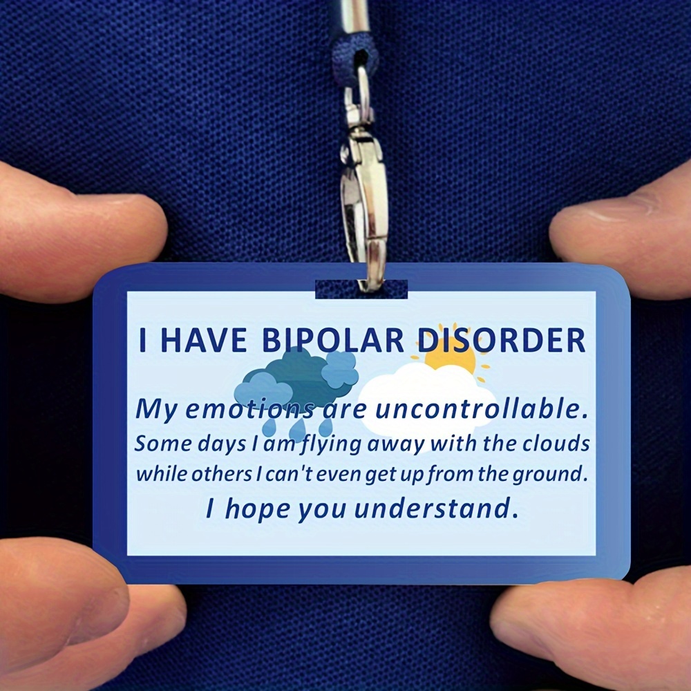 

Bipolar Disorder Awareness Pvc Card With Lanyard - English Text Emotion Support Reminder Card For Easy Identification And Travel Assistance - Waterproof, Durable Material - 1 Count