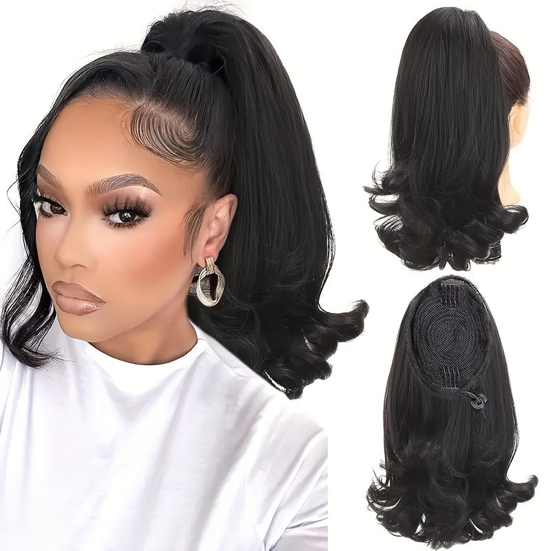 natural fluffy jacqui straight ponytail with synthetic hair extensions end   high quality heat fiber easy to style for   for casual or formal occasions versatile hairpiece sleek ponytail   details 1