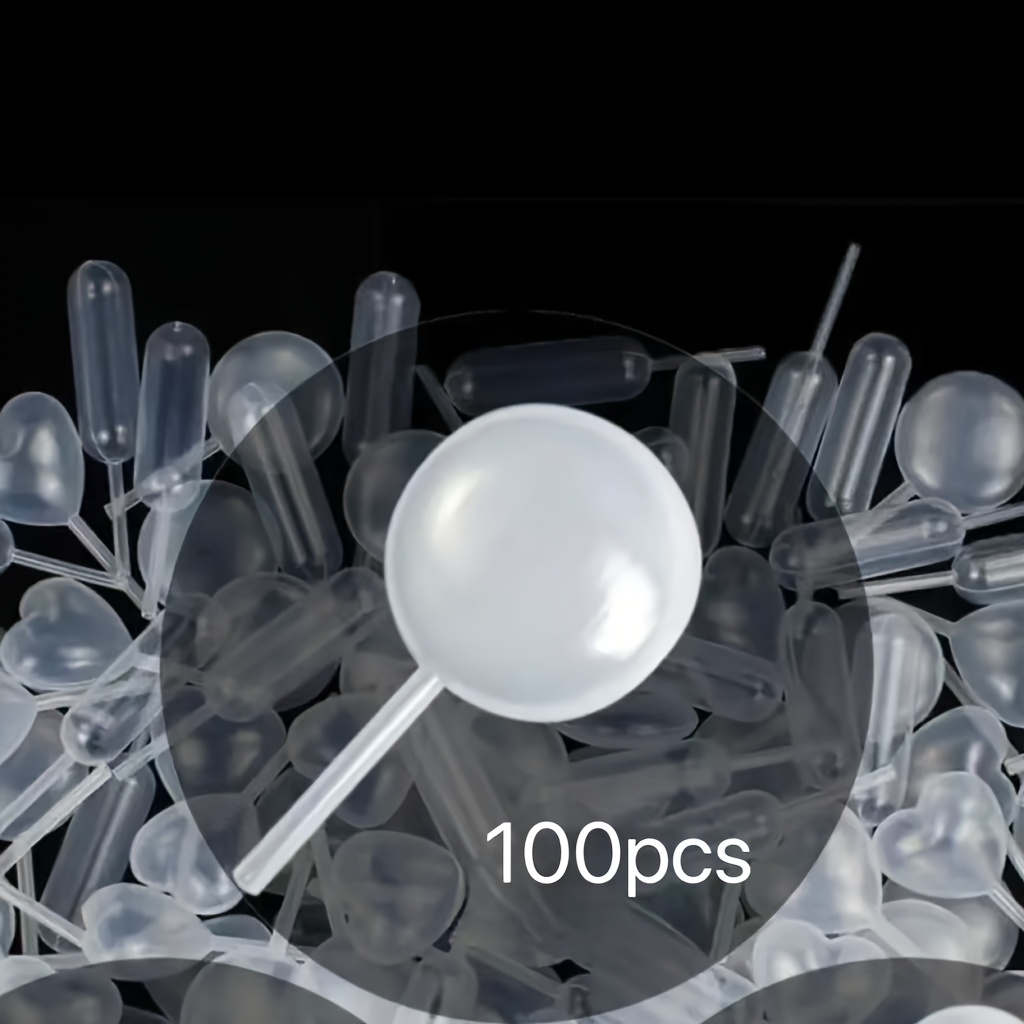 TEMU 100pcs 0.14oz Plastic Droppers, Plastic Pipettes, Heart-shaped Circular Rectangular Plastic Squeeze Pipettes, Suitable For Chocolate, Cupcakes,