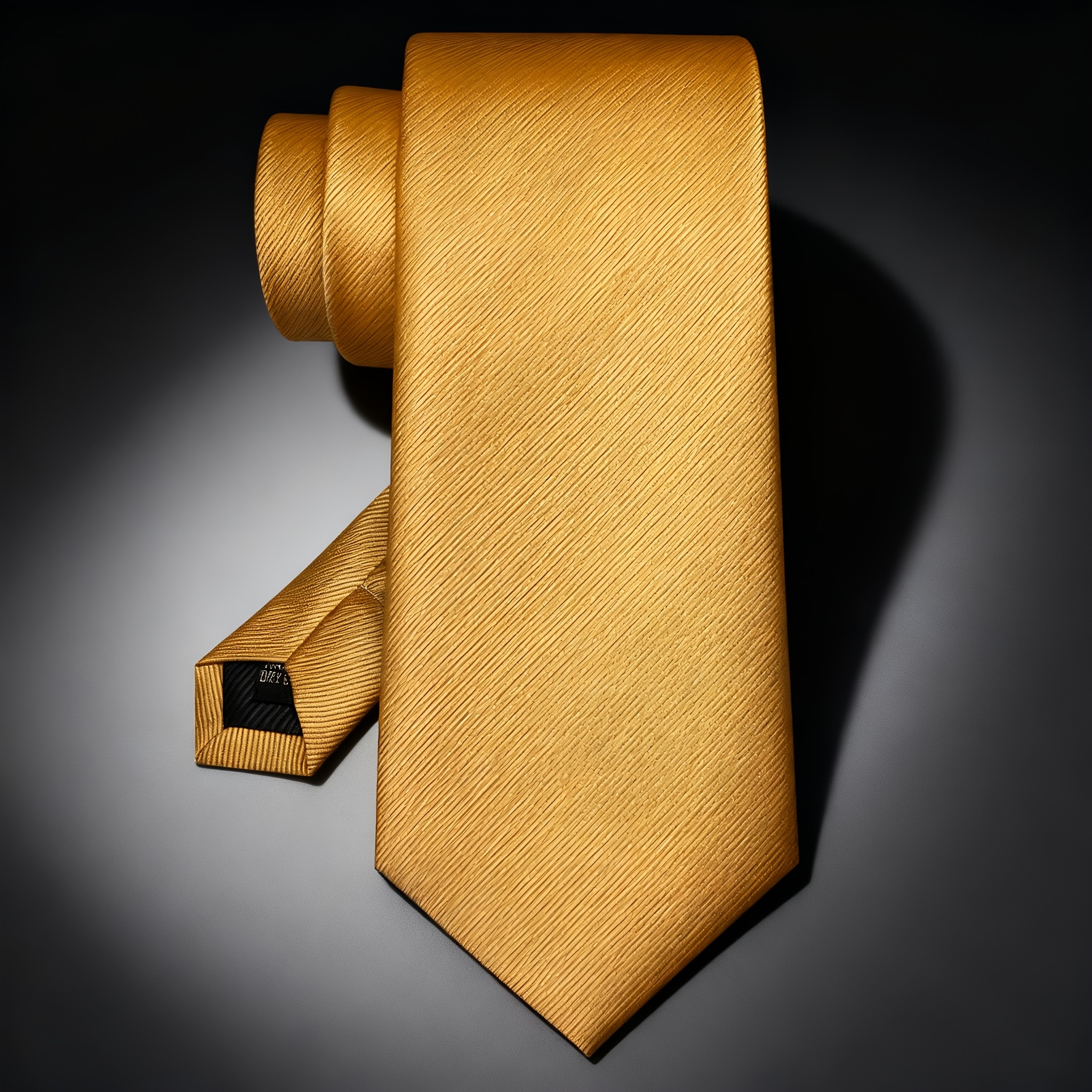 TEMU 1pc Men's 8cm/3.15inch Solid Mustard Golden Smooth Satin Necktie, Premium Diagonal Twill Texture Formal Necktie, Ideal For Wedding Ceremony,