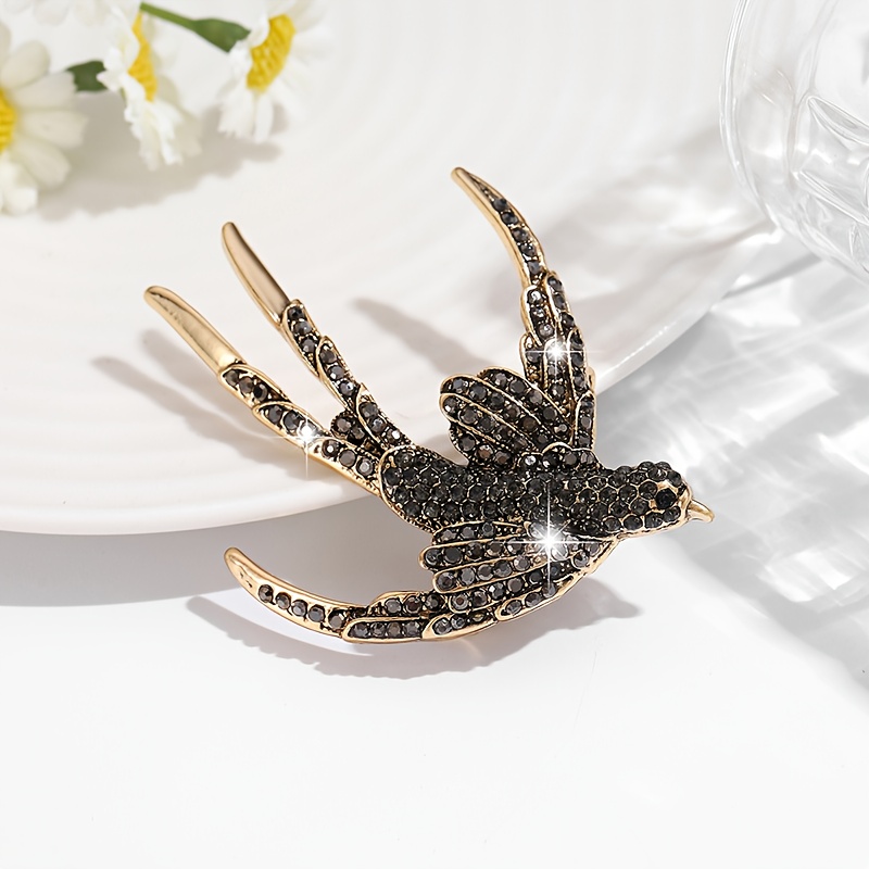 TEMU 1pc Of Fashionable European And American -set Bird-shaped Swallow Brooch Pin, Suitable For Women' Wear And Decoration
