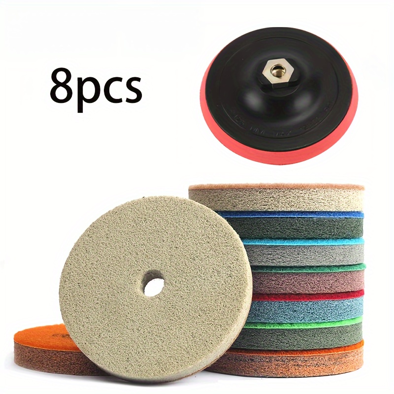 

8pcs Sponge Polishing Pad Set, 4-inch - Ideal For Wet/dry Use With Grinding Rings & Ring Polishing Wheels, Compatible With Angle Grinders - Granite, Marble, Stone Cleaning & Floor Renovation