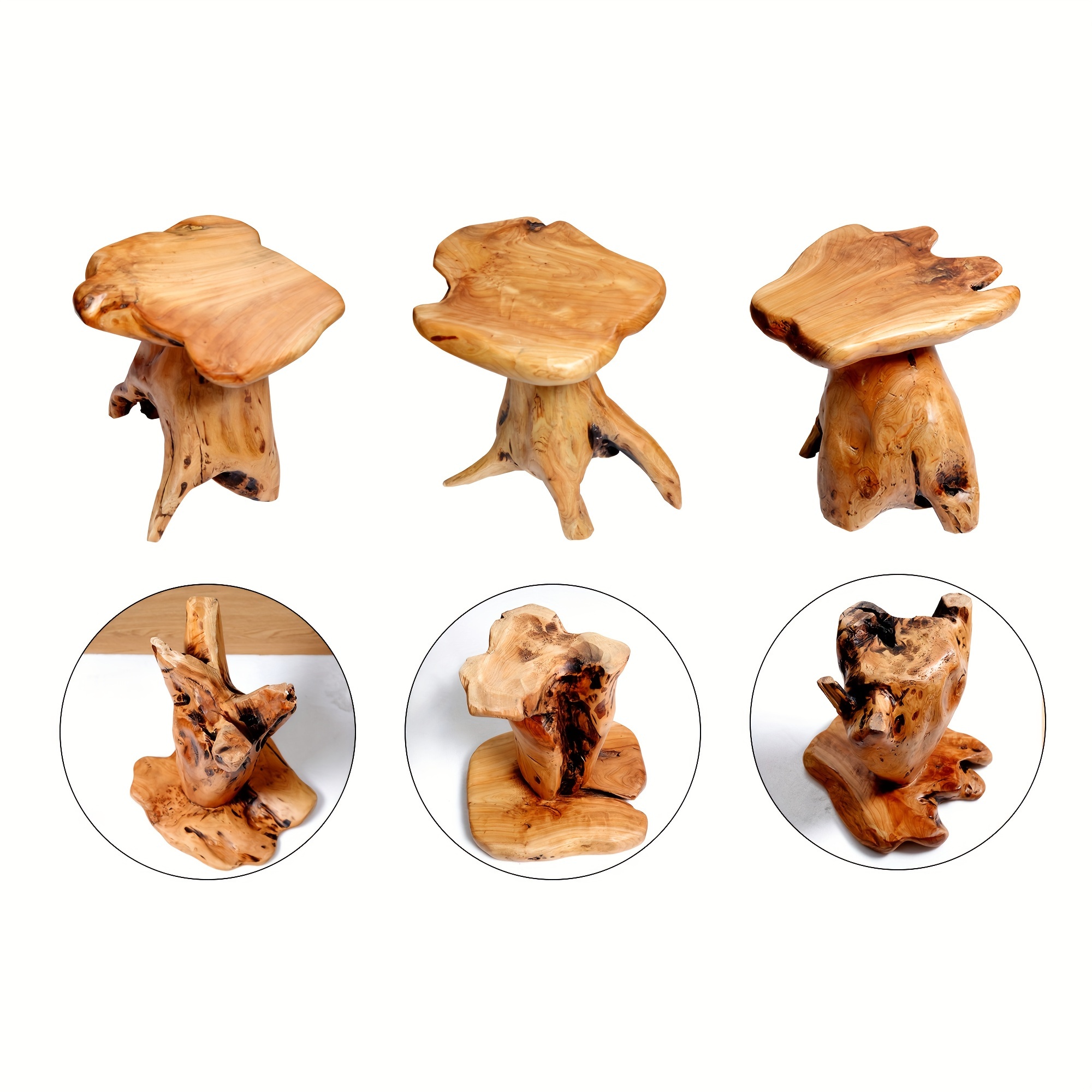 1pc Natural Edge Solid Fir Wood Stool - Rustic Tree Stump Design Indoor/Outdoor Side Table, 280lb Weight Capacity, High Quality Easy-Clean Surface, Versatile for Home, Restaurant, Patio, Living Room Decor, Indoor Outdoor Furniture | Natural Aesthetic | Durable Construction, Solid Wood Furniture