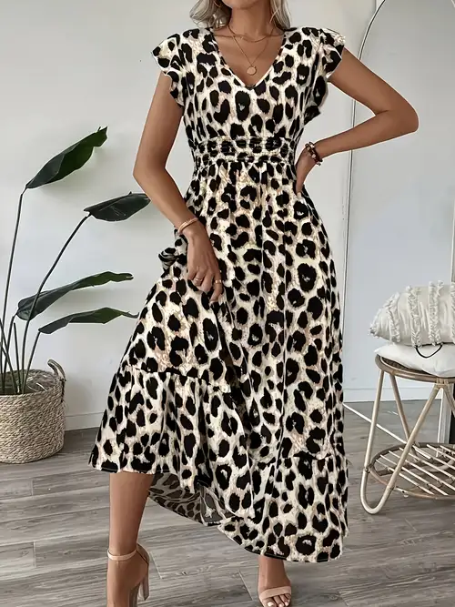 black and white leopard print maxi dress Classic and Versatile Leopard Print Maxi Dress for Women