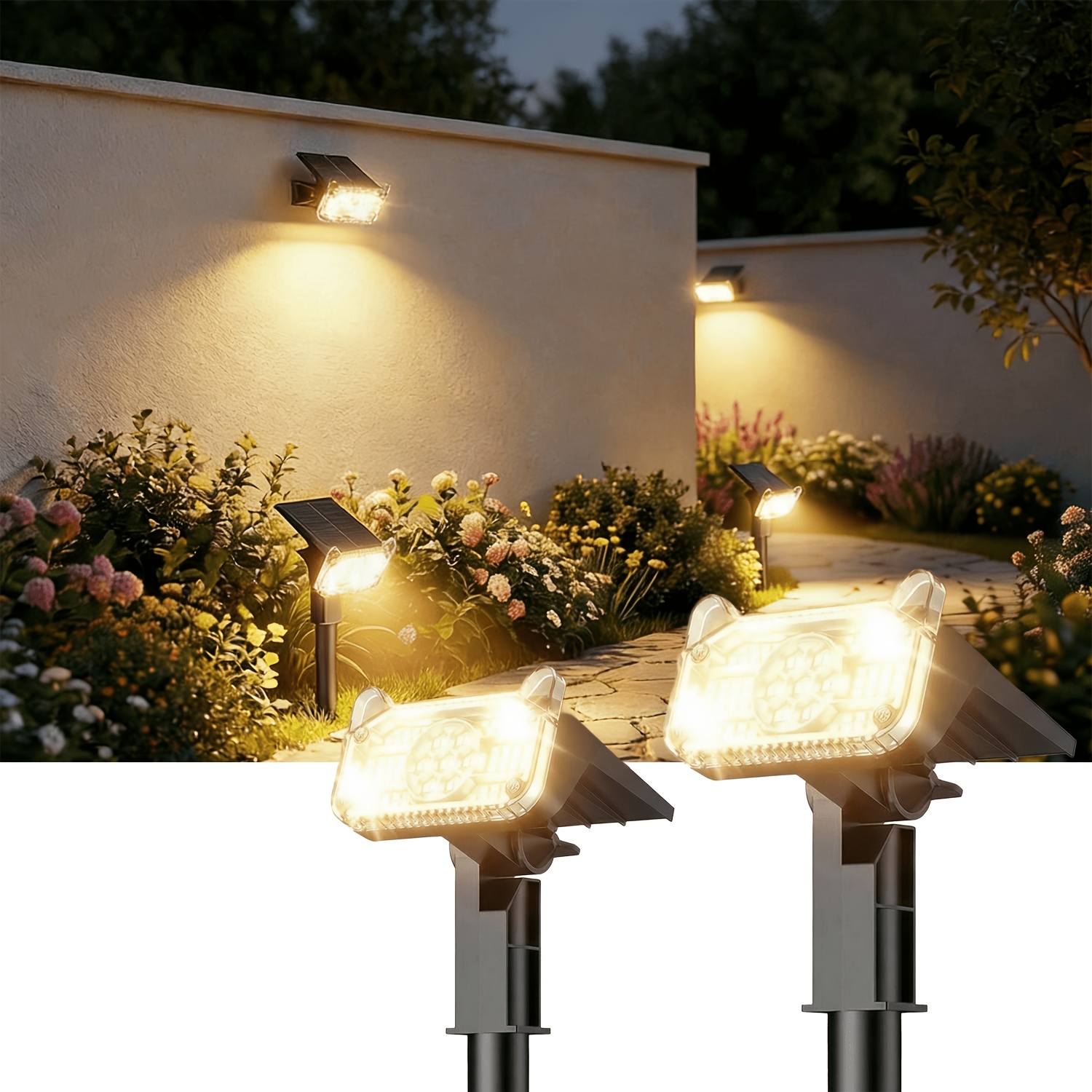 Image of 2026 Newest Spring Summer 2/4 Pack Solar Spotlight, 68 Led Solar Lights Outdoor Garden, 6500k Warm White, 2 Brightness , Auto Solar Lights For Outdoor Garden, Yard