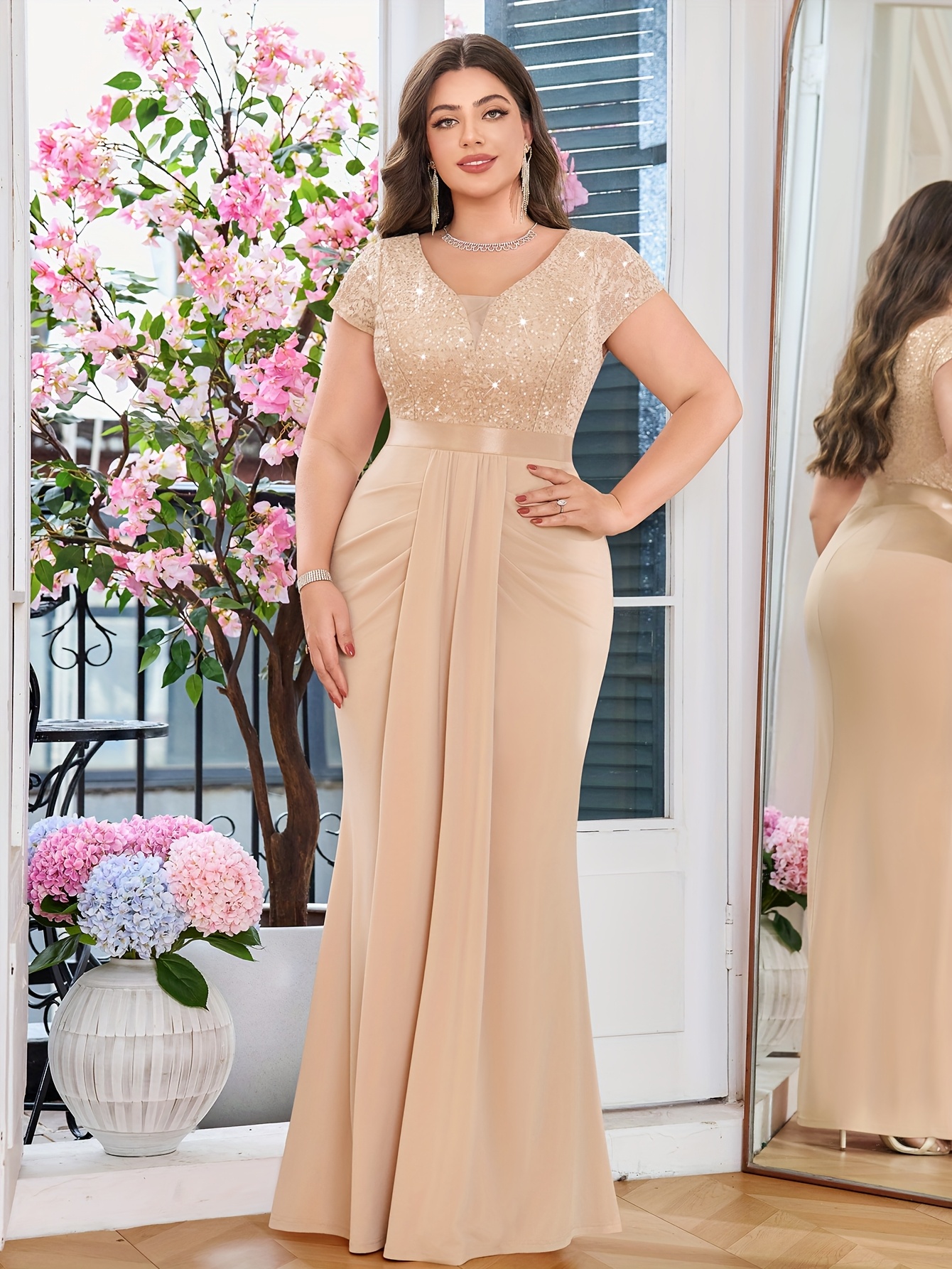 slim fit dress slacks Ladivine CD349C Prom Dress - Blue