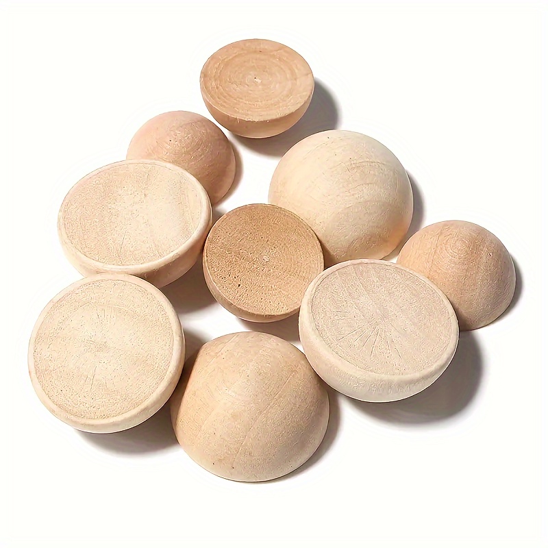 

10//50/80//120/150pcs Half Wooden 12mm15mm20mm25mm30mm35mm40mm50mm Diameter Wood Suitable For Diy Handicrafts, Decor And Jewelry Making Accessories