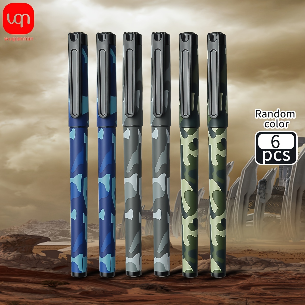 Image of 3/6pcs Camouflage Design Random Color Gel Pens, 0.5 Mm Tip, , Quick-drying, Comfortable Grip, Special Pen For Soldiers, Suitable For Writing And Meetings, Back-to-