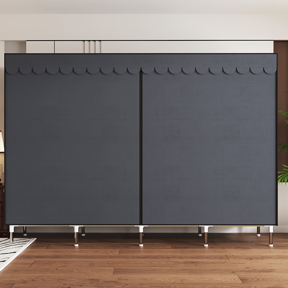 Large Capacity Freestanding Wardrobe with Metal Frame, Dustproof Storage Organizer for Bedroom, Dorms, and Rental Apartments - Mount, Independent Design, Under 3.2 Cubic Feet Closed Storage - Image 10