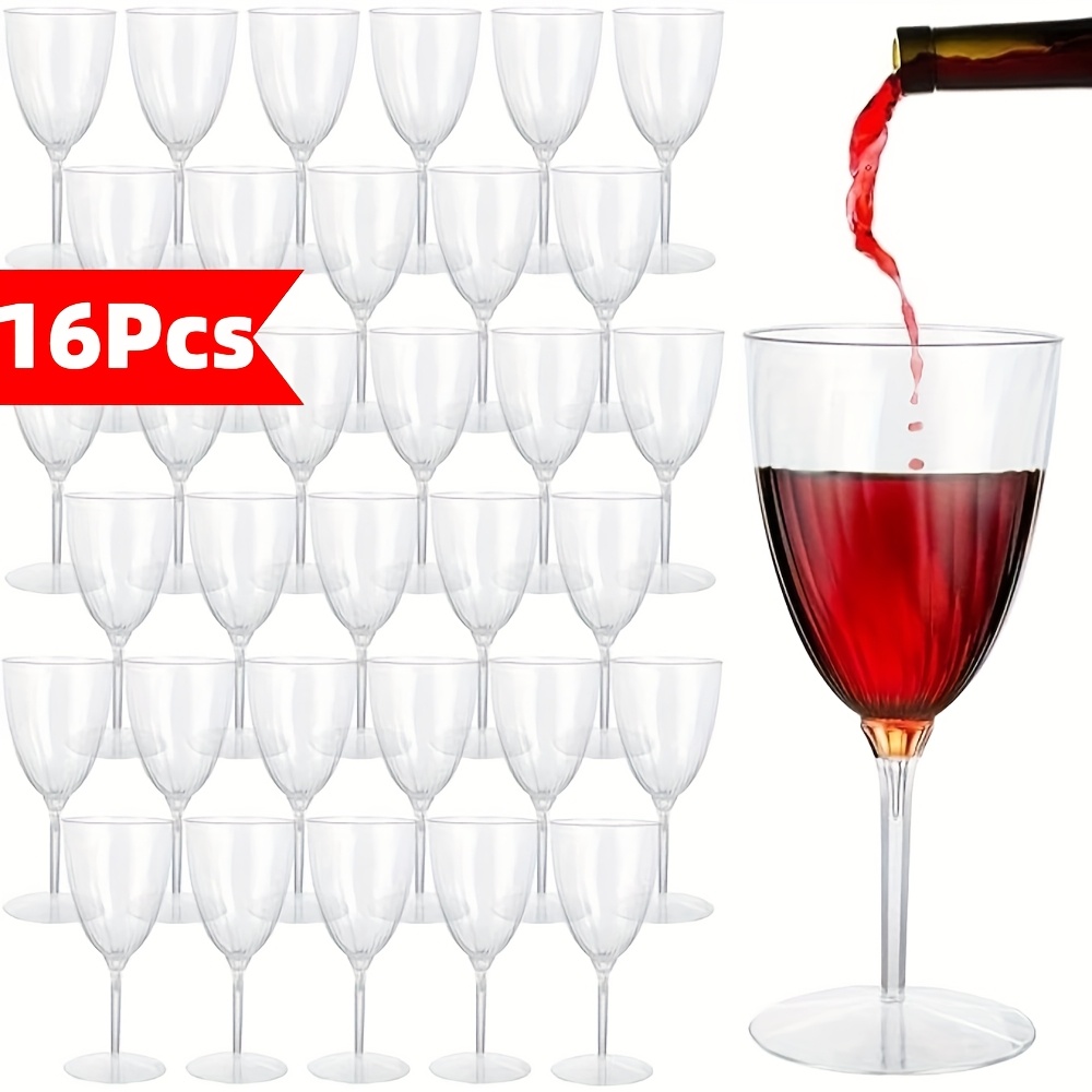 16-pack Transparent Reusable High-quality Hard Plastic Wine Glasses, Perfect For Weddings, Parties, Christmas, Halloween, And New Year High Cups