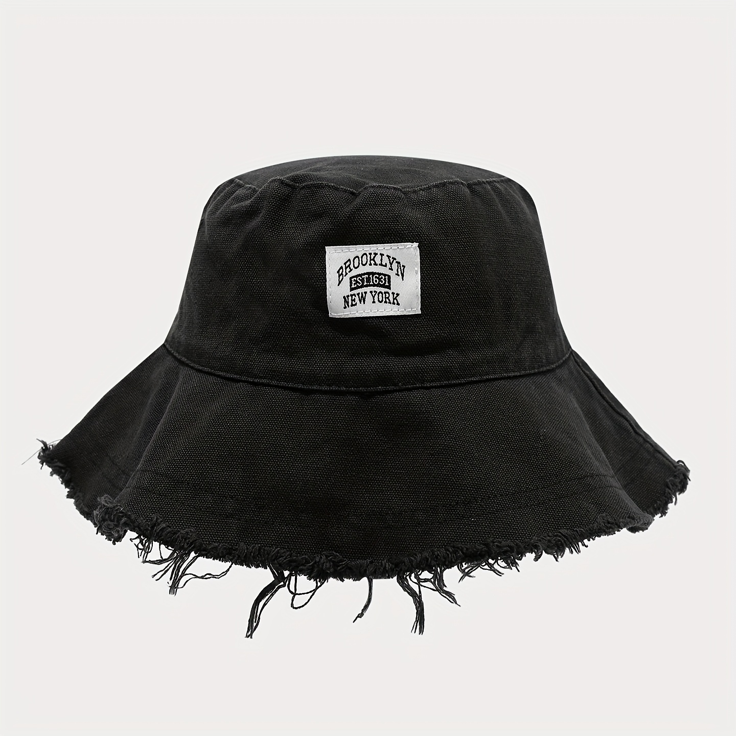 Image of Retro Letter Patch Fisherman Hat, Women's Fashion Trendy Brand Edge Decor Bucket Hat, Outdoor Leisure, Street Style, Sun Hat