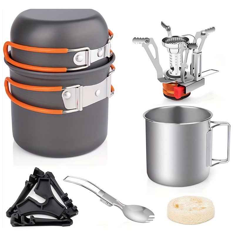 

Courant 7pcs Portable Aluminum Cookware Set - Camping , Cup, Spoon & Canister For Backpacking, & Picnics